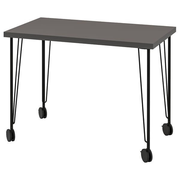 LINNMON / KRILLE Bureau, gris foncé/noir, 100x60 cm