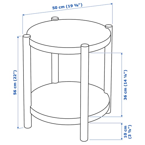 LISTERBY Table d'appoint, plaqué chêne, 50 cm