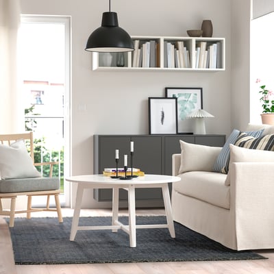 LOKBYTE Tapis tissé à plat, bleu foncé/beige clair, 170x240 cm