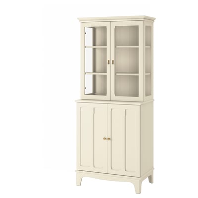 LOMMARP Rangement avec portes vitrées, beige clair, 86x199 cm