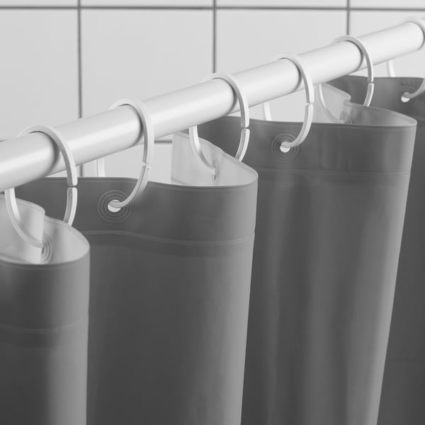 LUDDHAGTORN Rideau de douche, gris, 180x200 cm
