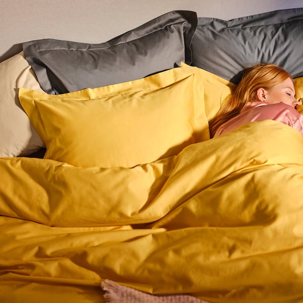 LUKTJASMIN Housse de couette et 1 taie, jaune, 150x200/50x60 cm