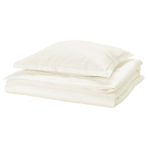 LUKTVICKER Housse de couette et 1 taie, blanc, 150x200/50x60 cm