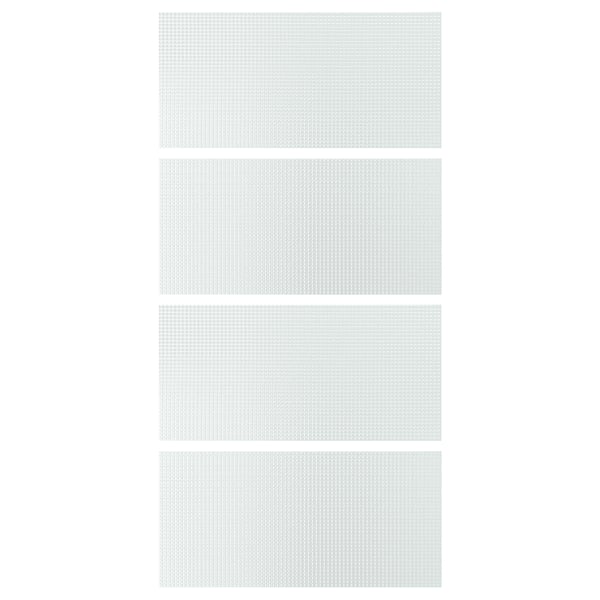 LUNDBRÄSMA 4 panneaux pour porte coulissante, verre à carreaux, 100x201 cm