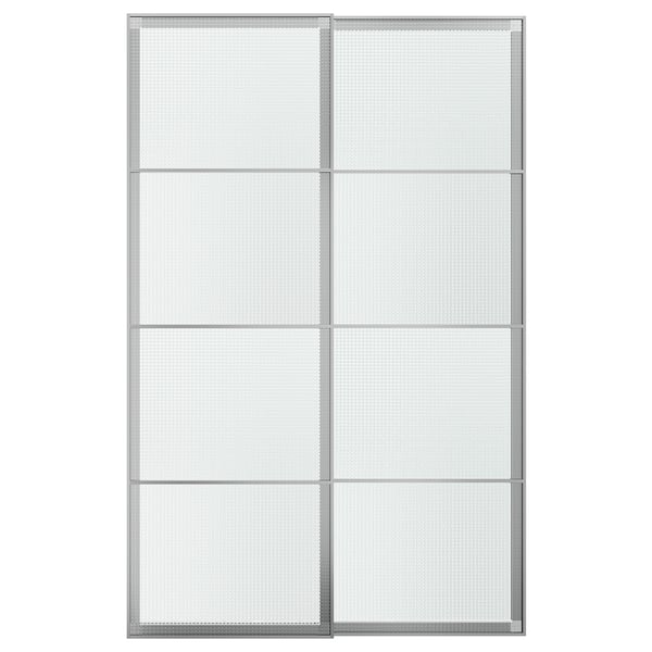 LUNDBRÄSMA Jeu 2 ptes coul, aluminium/verre à carreaux, 150x236 cm