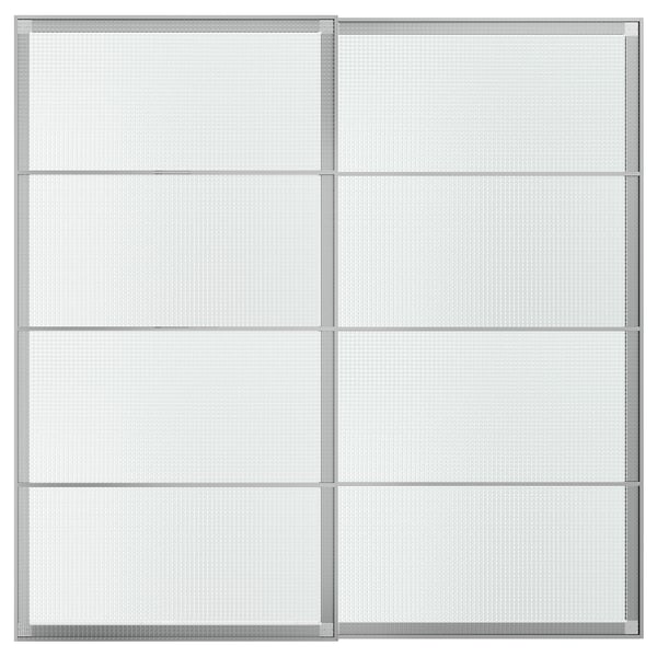 LUNDBRÄSMA Jeu 2 ptes coul, aluminium/verre à carreaux, 200x201 cm