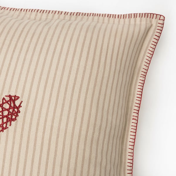MÄVINN Housse de coussin, beige rouge/coeur, 50x50 cm