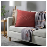 MÄVINN Housse de coussin, rouge blanc/broderie, 50x50 cm
