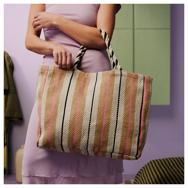 MÄVINN Sac, fait main/rayé naturel