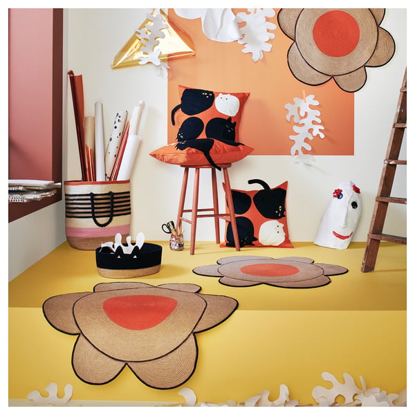 MÄVINN Tapis, forme de fleur naturel
