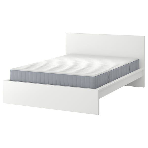 MALM Cadre de lit avec matelas, blanc/Valevåg extra ferme, 140x200 cm