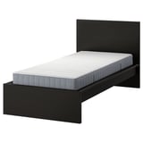 MALM Cadre de lit avec matelas, brun noir/Valevåg extra ferme, 90x200 cm