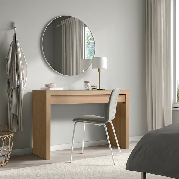 MALM Coiffeuse, plaqué chêne blanchi, 120x41 cm