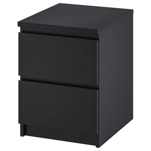 MALM Commode 2 tiroirs, brun noir, 40x55 cm