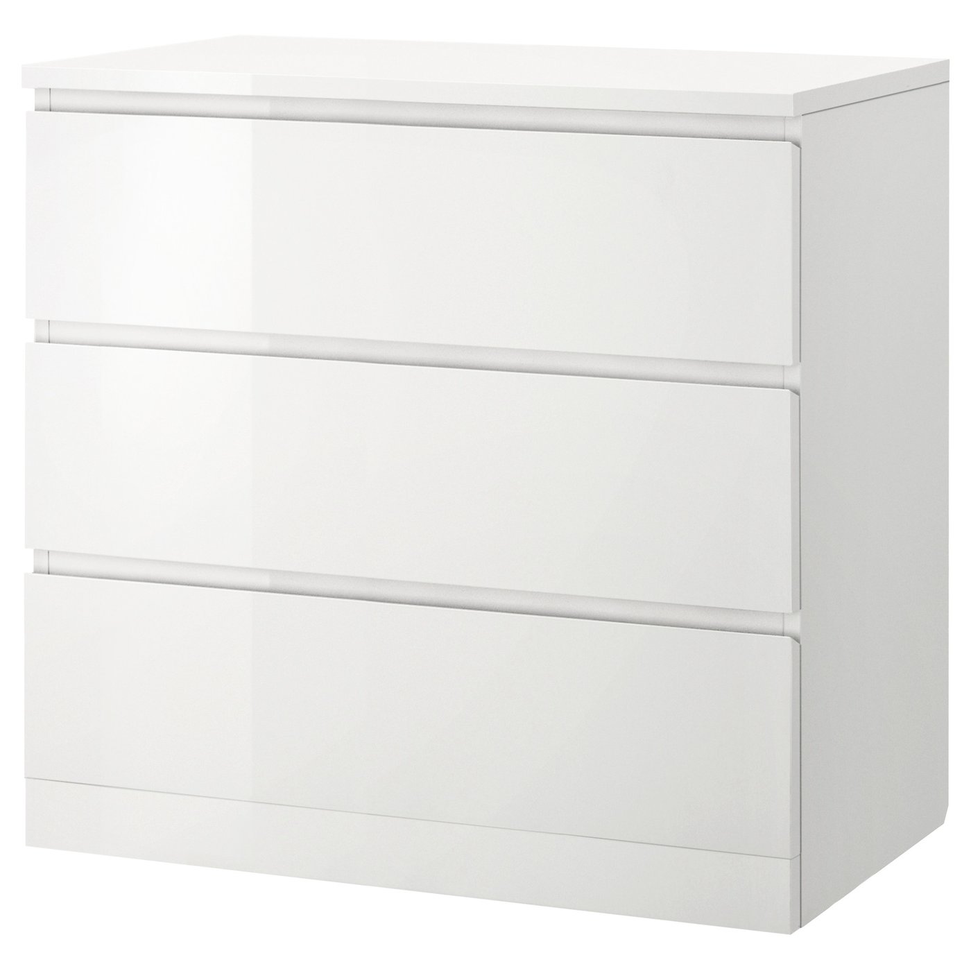 MALM Commode 3 tiroirs, brillant blanc, 80x78 cm