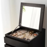 MALM Commode 6 tiroirs, brun noir/miroir, 40x123 cm