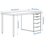 MÅLSKYTT / ALEX Bureau, bouleau/blanc, 140x60 cm