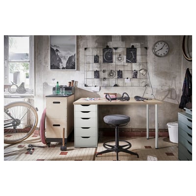 MÅLSKYTT / ALEX Bureau, bouleau/blanc, 140x60 cm