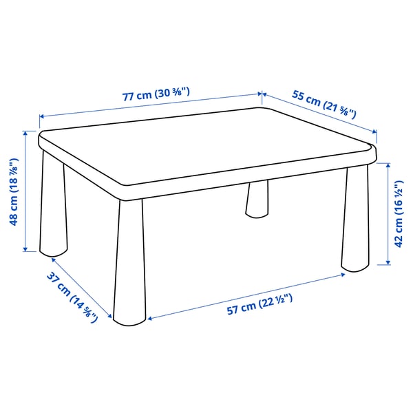 MAMMUT Table enfant, intérieur/extérieur/vert vif, 77x55 cm