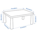 MAMMUT Table enfant, intérieur/extérieur/vert vif, 77x55 cm