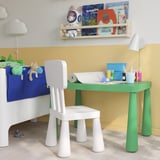 MAMMUT Table enfant, intérieur/extérieur/vert vif, 77x55 cm