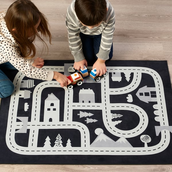 MARKKRYPARE Tapis, gris foncé, 74x100 cm
