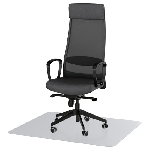 MARKUS Chaise de bureau av accoudoirs, avec protection de sol gris foncé