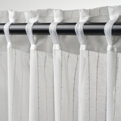 MATILDA Voilage, 2 pièces, blanc/ruflette, 145x300 cm