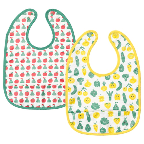MATVRÅ Bavoir, motif fruits/légumes/vert jaune