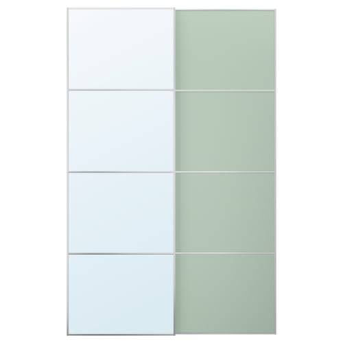 MEHAMN/AULI Jeu 2 ptes coul, aluminium double face/vert clair miroir, 150x236 cm