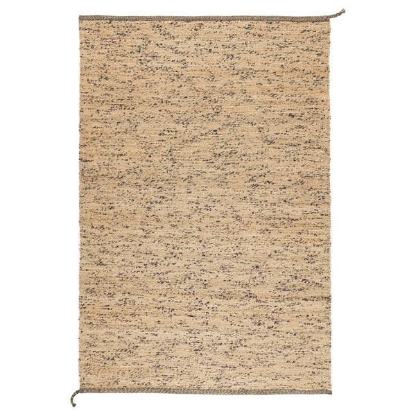 MELHOLT Tapis tissé à plat, fait main naturel/bleu foncé, 133x195 cm