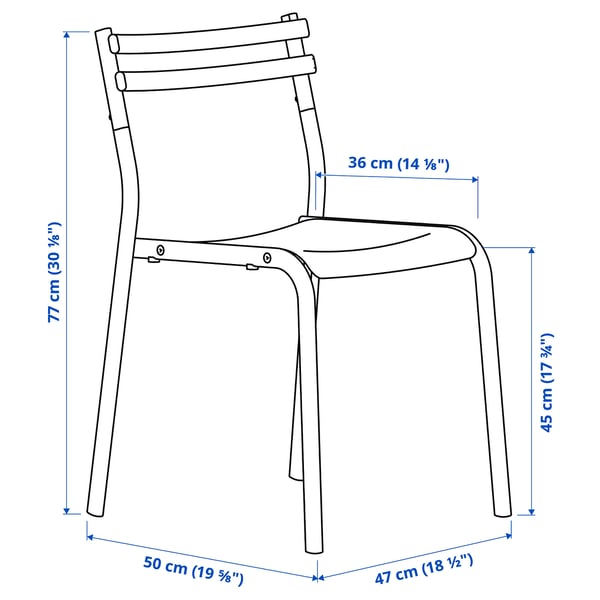 MELLTORP / GENESÖN Table et 4 chaises, blanc blanc/métal bleu, 125 cm