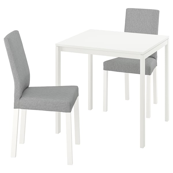MELLTORP / KÄTTIL Table et 2 chaises, blanc/Knisa gris clair, 75 cm