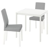 MELLTORP / KÄTTIL Table et 2 chaises, blanc/Knisa gris clair, 75 cm