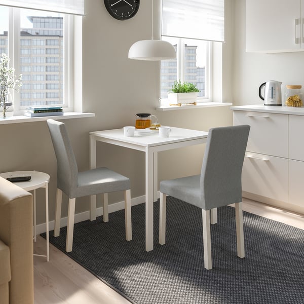 MELLTORP / KÄTTIL Table et 2 chaises, blanc/Knisa gris clair, 75 cm