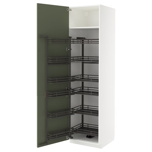 METOD Armoire avec rangement coulissant, blanc/Axstad gris vert, 60x60x220 cm
