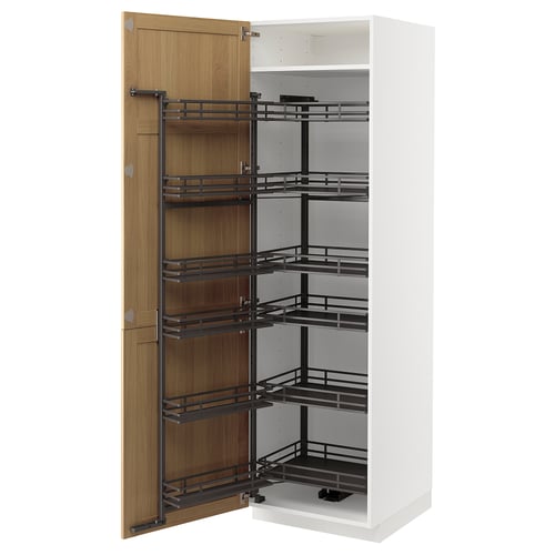 METOD Armoire avec rangement coulissant, blanc/Forsbacka chêne, 60x60x200 cm
