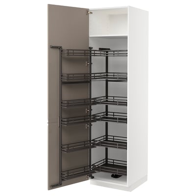 METOD Armoire avec rangement coulissant, blanc/Upplöv beige foncé mat, 60x60x220 cm
