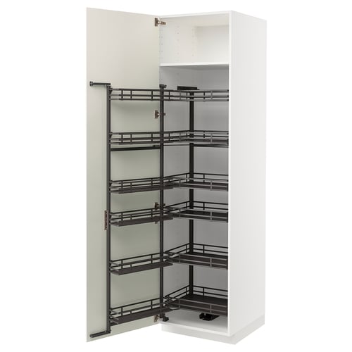 METOD Armoire avec rangement coulissant, blanc/Veddinge blanc, 60x60x220 cm