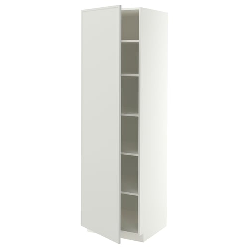 METOD Armoire avec tablettes, blanc/Aspudden gris clair, 60x60x200 cm