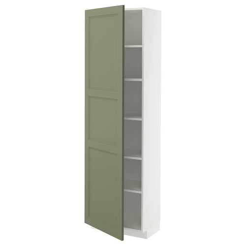 METOD Armoire avec tablettes, blanc/Axstad gris vert, 60x37x200 cm
