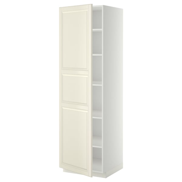 METOD Armoire avec tablettes, blanc/Bodbyn blanc cassé, 60x60x200 cm