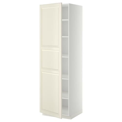 METOD Armoire avec tablettes, blanc/Bodbyn blanc cassé, 60x60x200 cm