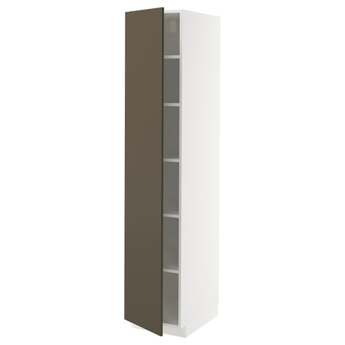 METOD Armoire avec tablettes, blanc/Havstorp brun-beige, 40x60x200 cm