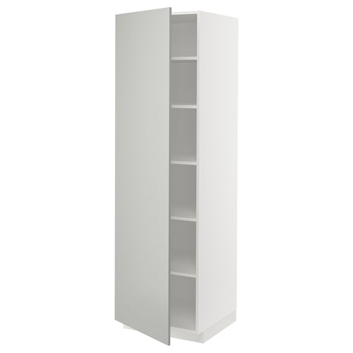 METOD Armoire avec tablettes, blanc/Havstorp gris clair, 60x60x200 cm