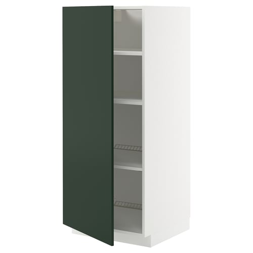 METOD Armoire avec tablettes, blanc/Havstorp vert profond, 60x60x140 cm