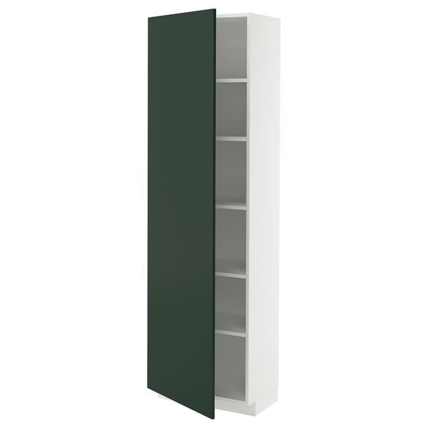 METOD Armoire avec tablettes, blanc/Havstorp vert profond, 60x37x200 cm