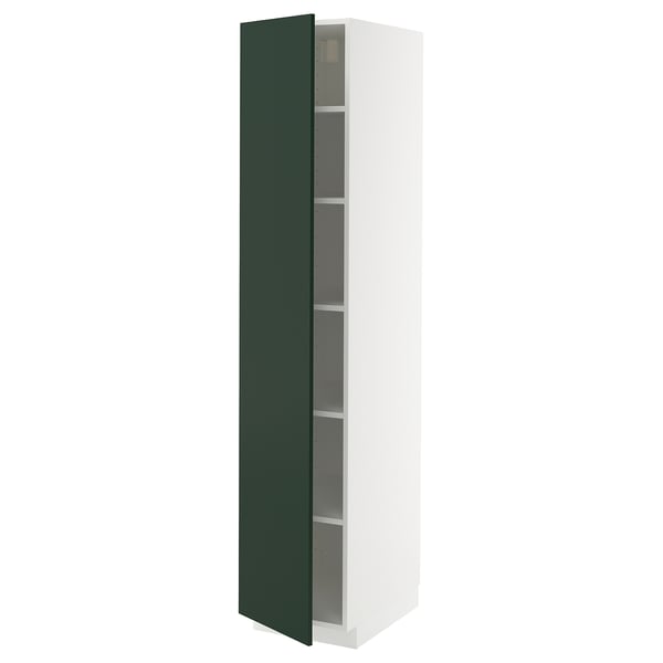 METOD Armoire avec tablettes, blanc/Havstorp vert profond, 40x60x200 cm