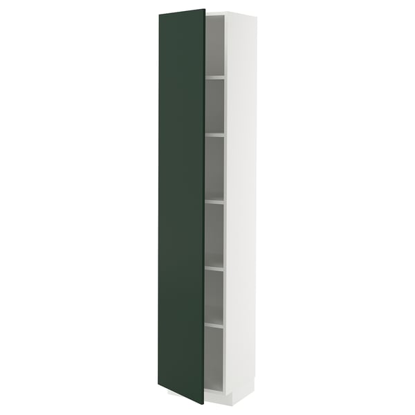 METOD Armoire avec tablettes, blanc/Havstorp vert profond, 40x37x200 cm