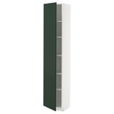 METOD Armoire avec tablettes, blanc/Havstorp vert profond, 40x37x200 cm